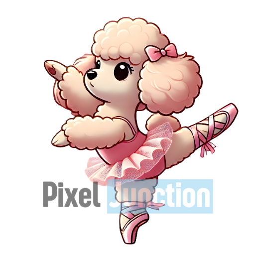 Poodle in Pink Tutu Performing Ballet Clipart