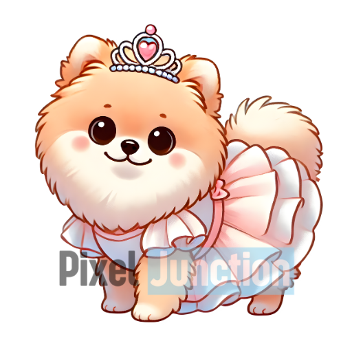 Pomeranian Dressed as Princess Clipart