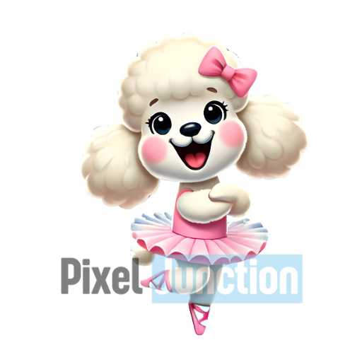 Happy Poodle Ballerina Dancing Clipart