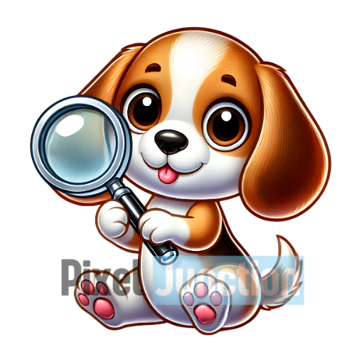 Beagle Puppy Holding a Magnifying Glass Clipart