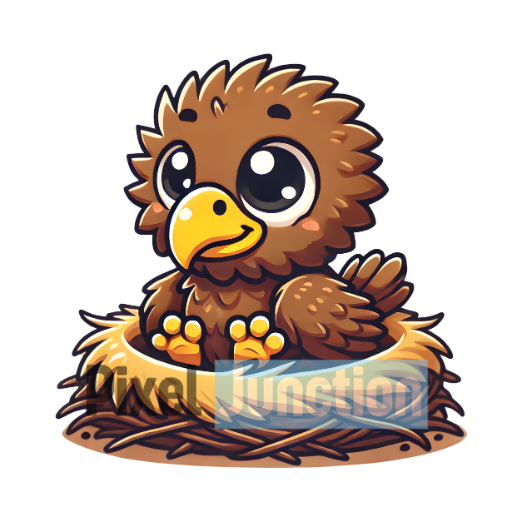 Adorable Baby Eagle in Nest Clipart