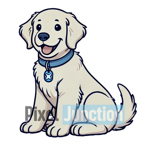Happy Golden Retriever Puppy with a Blue Collar Clipart