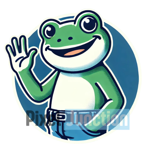 Cartoon Frog Waving with a Smile Clipart