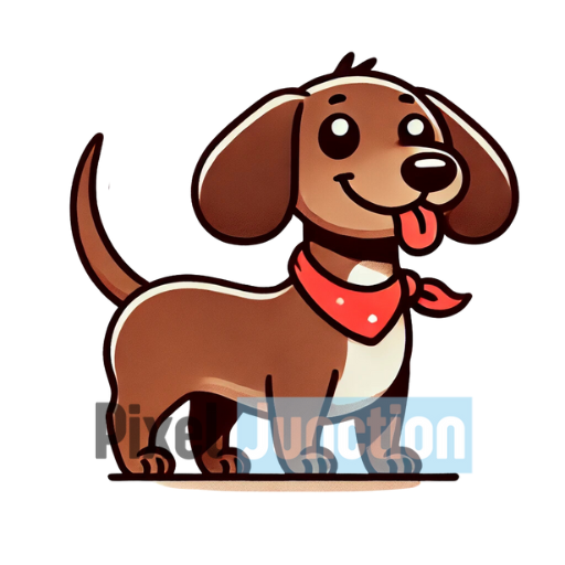 Cheerful Dachshund Pup With a Red Scarf Clipart