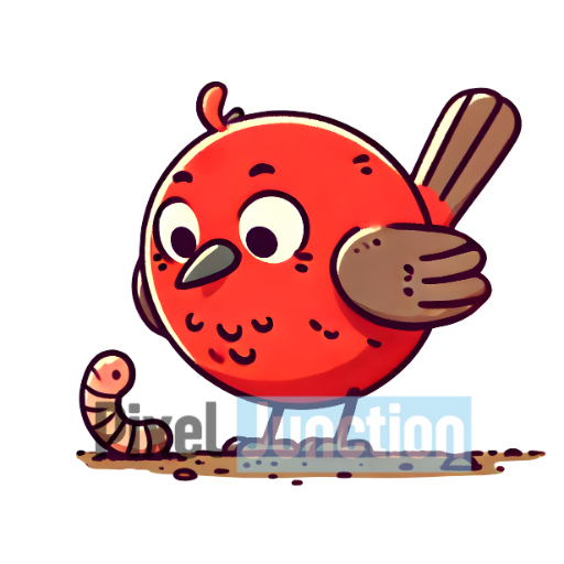 Cheerful Red Bird With Worm Clipart