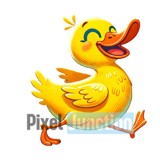 Cheerful Yellow Duckling Walking Happily Clipart
