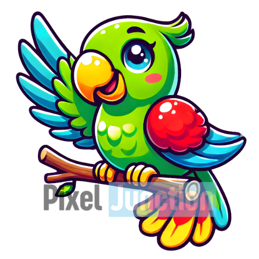 Colorful Green Parrot With Bright Wings Clipart