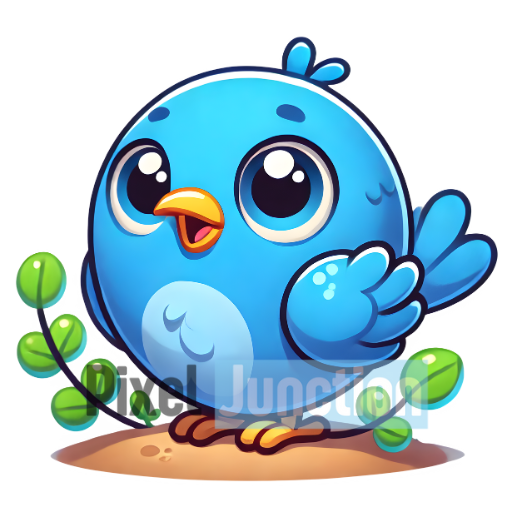 Cute Bluebird Surrounded by Greenery Clipart