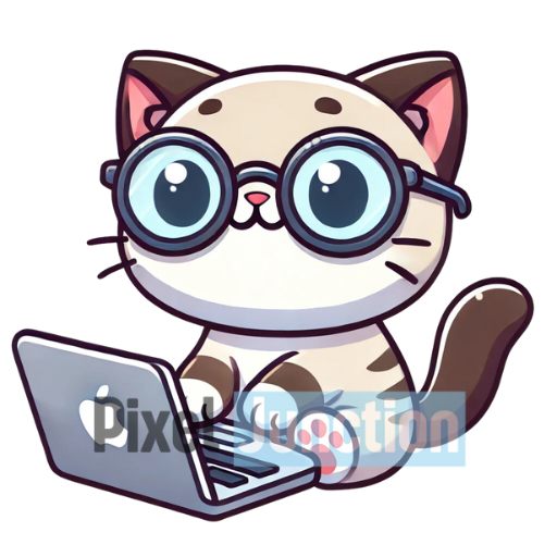 Cute Cat With Glasses Using a Laptop Clipart