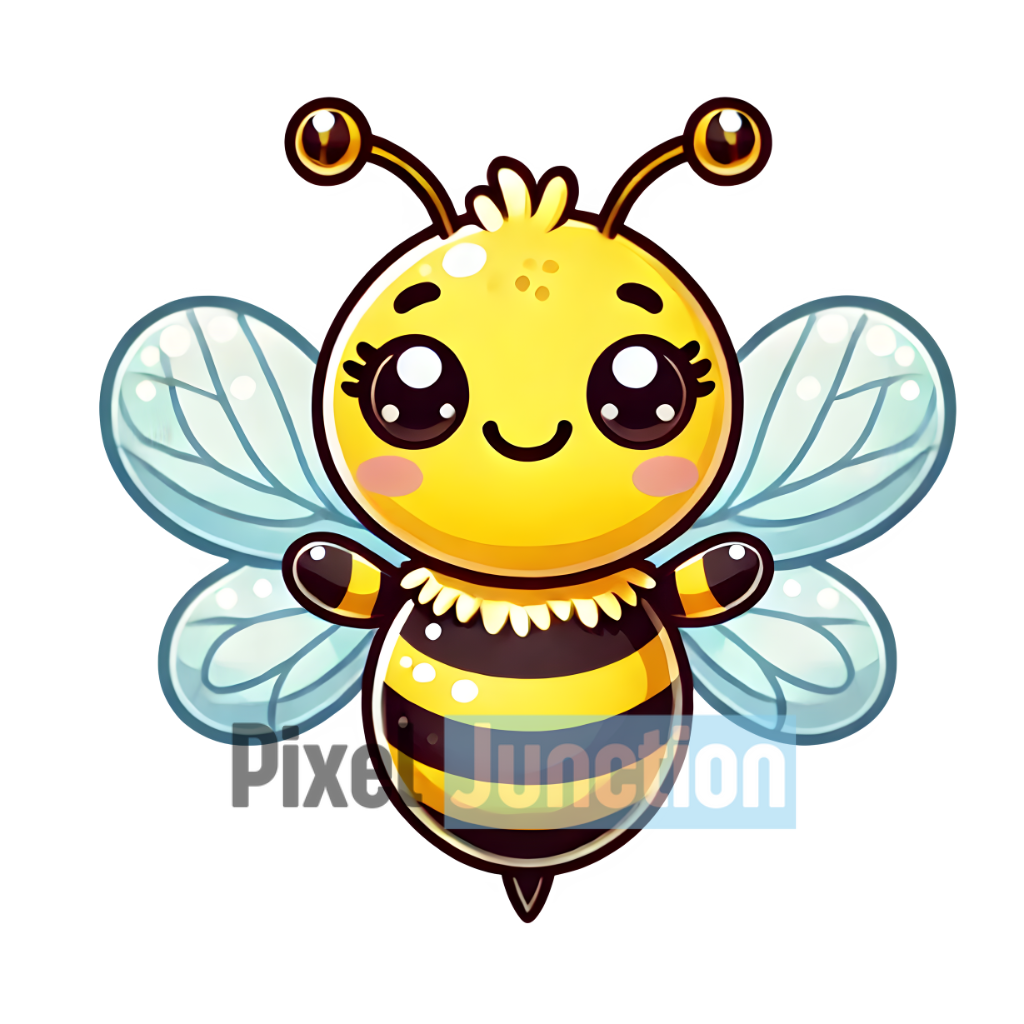Cute Honey Bee with Smiling Face Clipart