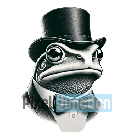 Elegant Frog in a Top Hat and Bow Tie Clipart