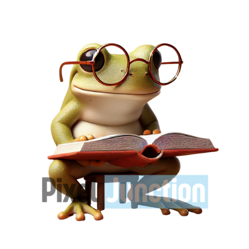 Frog Reading a Book Clipart