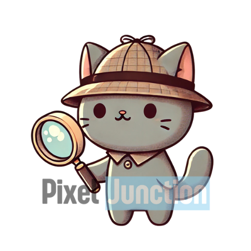 Gray Cat With Sherlock Holmes Hat Clipart