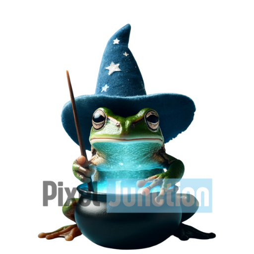 Magical Frog in a Wizard Hat Clipart