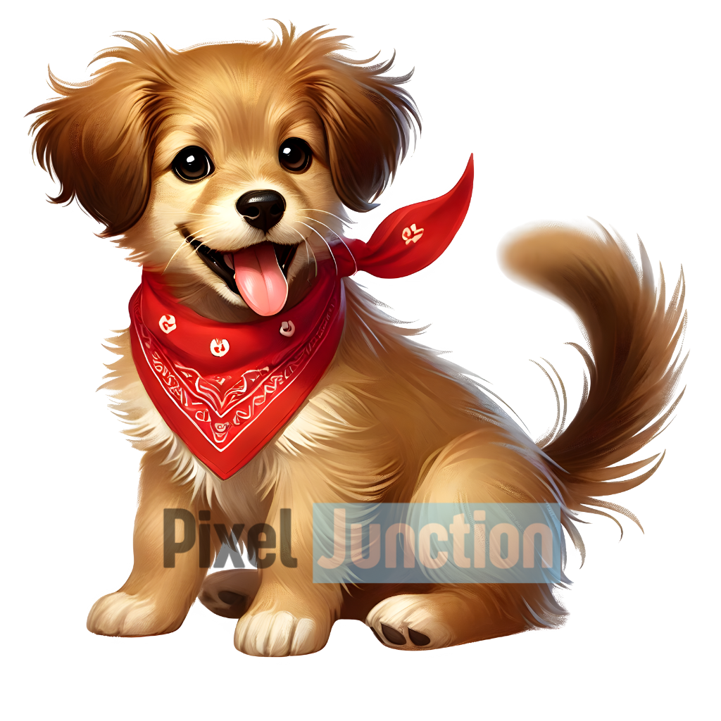 Playful Puppy With Red Bandana Clipart