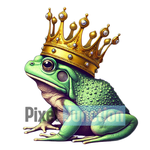 Royal Frog With a Golden Crown Clipart