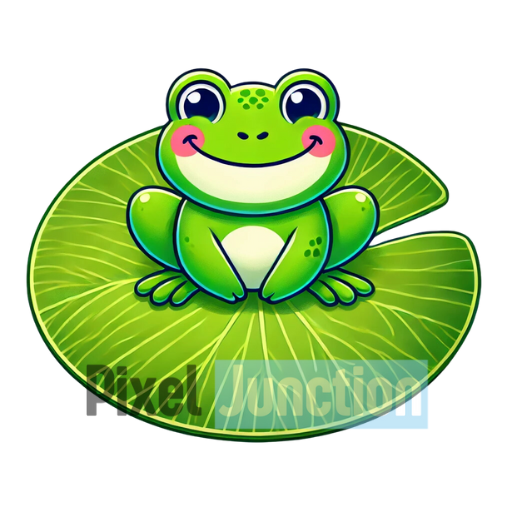 Small Cute Frog Sitting on a Lily Pad Clipart