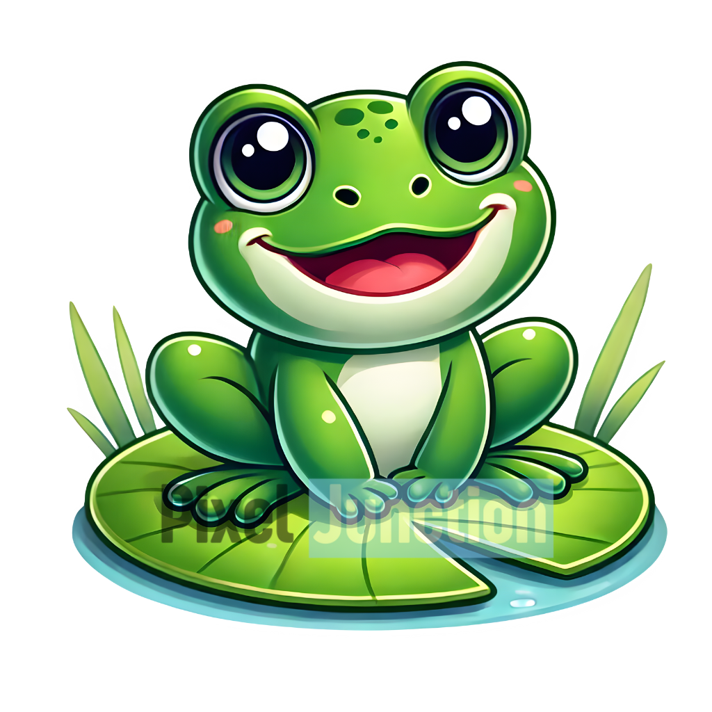 Smiling Frog on Lily Pad Clipart