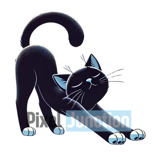 Stretching Black Cat Clipart